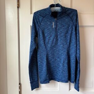 Reebok Navy and Light Blue Patterned Athletic Quarter Zip Sheer Panel Size S